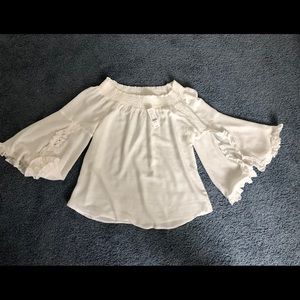 New York and Company White Off the Shoulder Blouse